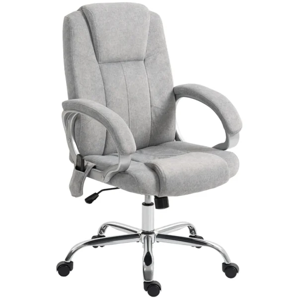 4-Point Massage Office Chair with Heater and Removable Footrest, Grey