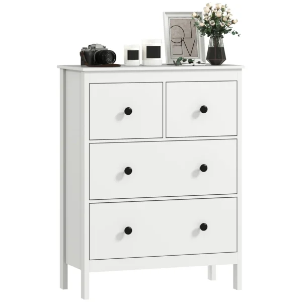 4-Drawer Chest of Drawers for Bedroom and Entrance Multipurpose Wooden, 74x35x97 cm, White