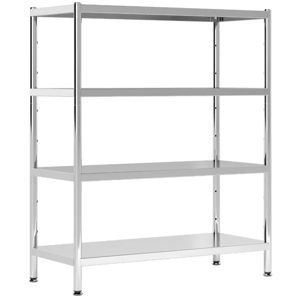 4-Tier Kitchen Shelf with 10 Adjustable Heights, Stainless Steel, 91 x 40 x 108 cm, Silver