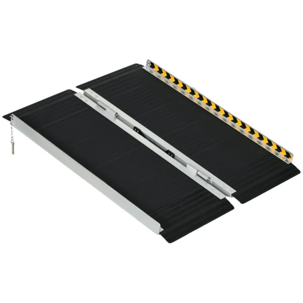 Folding Aluminum Wheelchair Ramp with Deflectors and Stickers, 91 x 73.6 x 5.1 cm, Black
