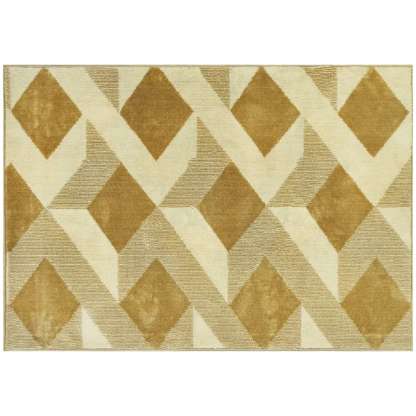 Modern Living Room Rug, Hypoallergenic and Washable with 3D Effect, 230x160 cm, Yellow