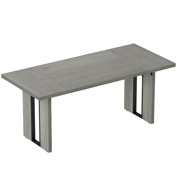 Industrial Style Dining Table for 8 People Max, in Wood and Steel, 180x80x75 cm, Grey