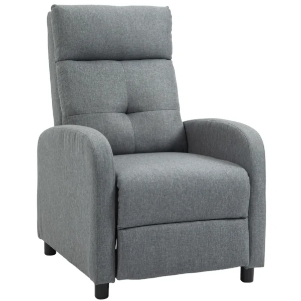 155° Max Reclining Chair in Grey Linen Effect Fabric with Footrest, 67x87x98 cm