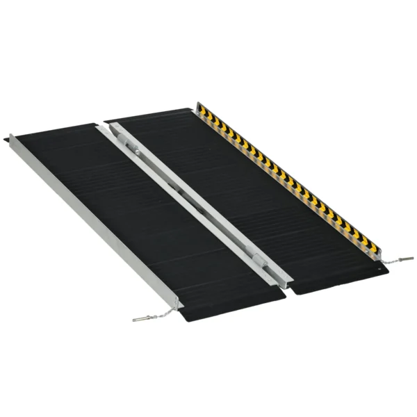 Folding Aluminum Wheelchair Ramp with Deflectors and Stickers, 122 x 73.6 x 5.1 cm, Black