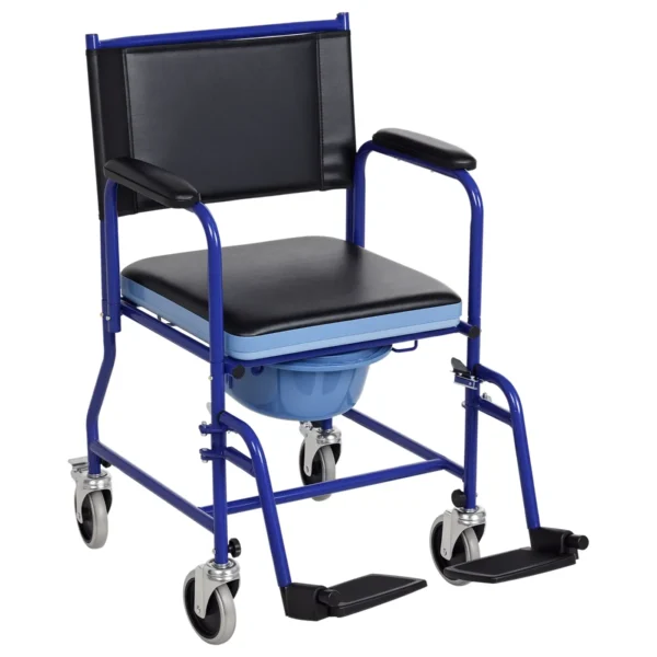 Bathroom Wheelchair with Removable Toilet Seat in Iron Pipe and PVC 87 x 57 x 92cm