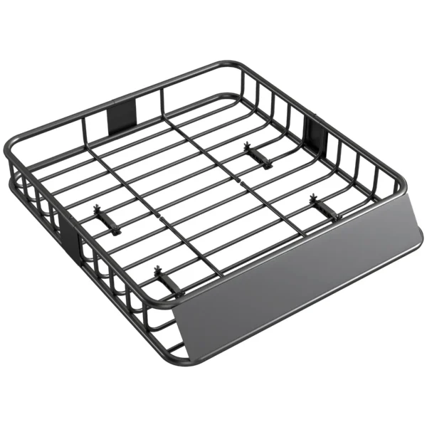 90.7kg Steel Car Roof Rack with Deflectors and Side Rails, 110.5x99.5x18.5cm, Black