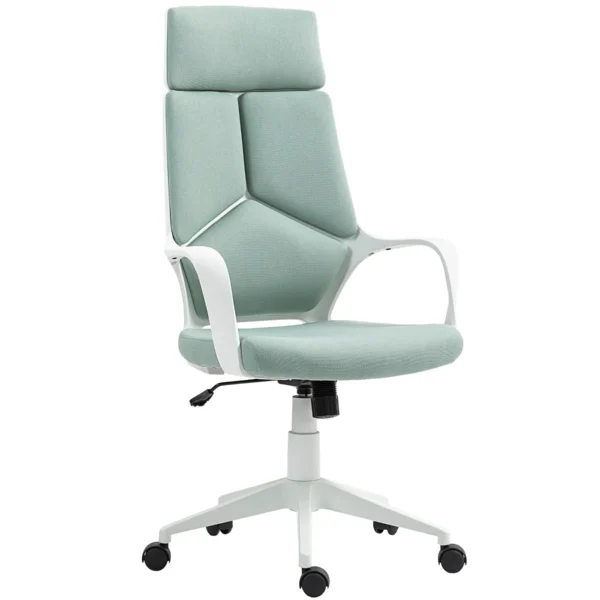 Fabric Office Chair with Rocking, Adjustable Height and Swivel Seat, 63x63x117-127 cm, Green