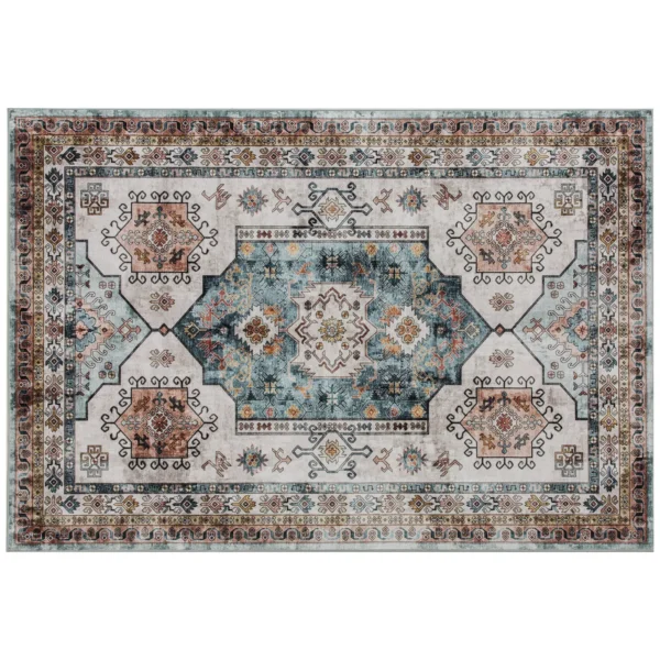 Vintage Non-Slip and Washable Short Pile Rug for Living Room and Bedroom, 230x160 cm, Multicolor