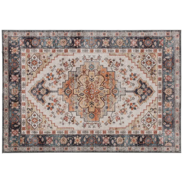 Bohemian Rug Non-Slip and Washable Short Pile for Living Room and Bedroom, 230x160 cm, Brown