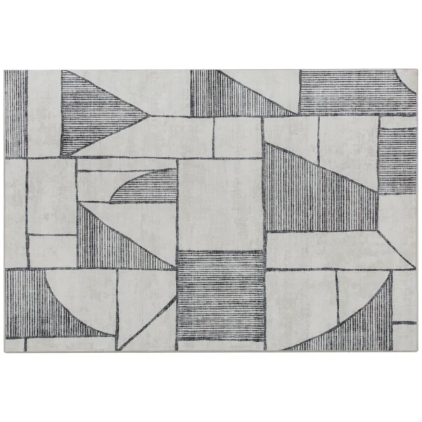 Modern Non-Slip Rug with Geometric Lines, in Multicolored Polyester, 230x160x0.7 cm