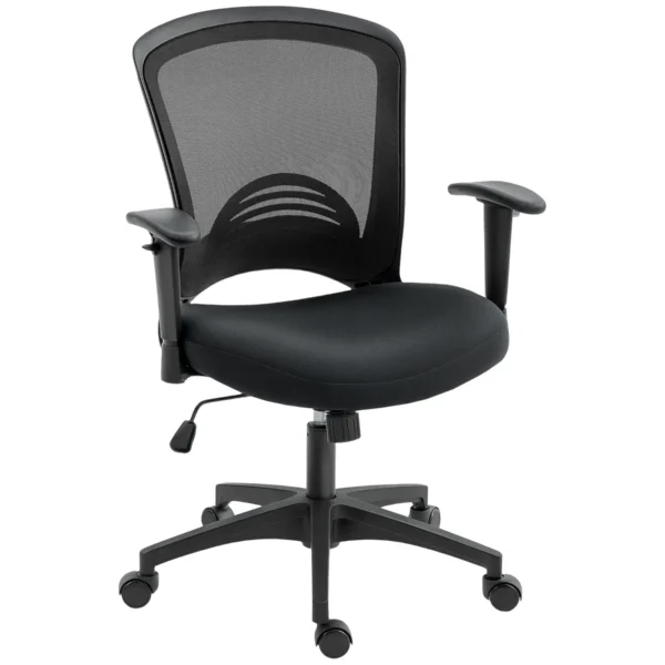 Breathable Mesh Office Chair, Height-Adjustable Reclining, 65 x 59 x 92.5-102.5 cm, Black