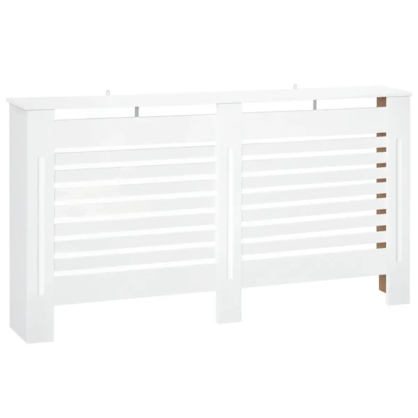 Slatted Radiator Cover with Storage Shelf, Wooden, 172x19x81 cm, White