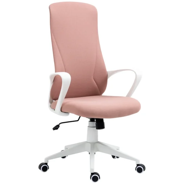 Ergonomic and Padded Office Chair with Adjustable Height and Rocking, 62x56x110-119.5 cm, Pink
