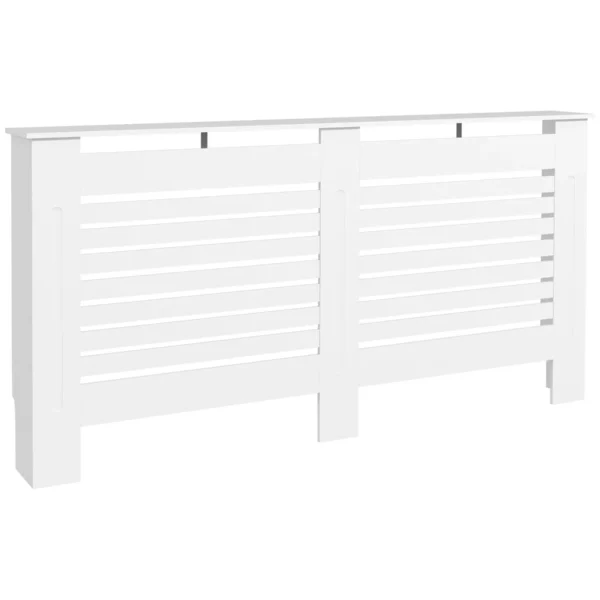 Slatted Radiator Cover with Storage Shelf, Wooden, 152x19x81 cm, White