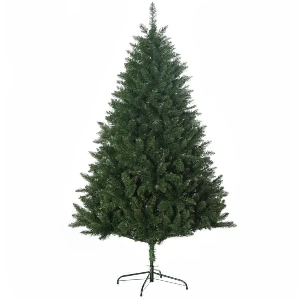 180cm Artificial Christmas Tree with 800 Branches and Metal Base, Green