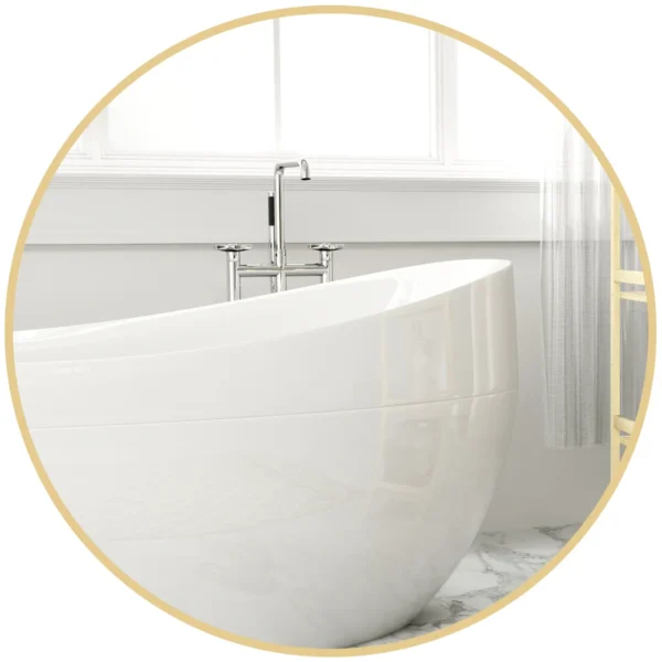 Round Bathroom Mirror with Shockproof Surface, Glass and Steel, Ø70x2.5 cm, Gold Color