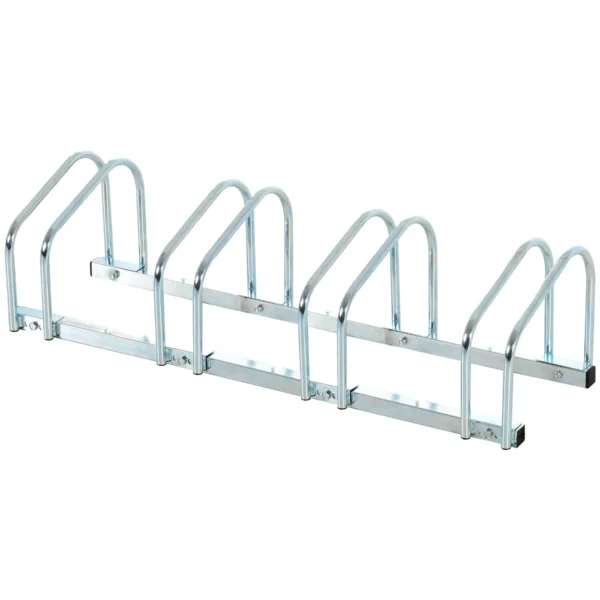 Steel Bike Rack, 4-Bike Parking Stand, 110x33x27 cm, Silver
