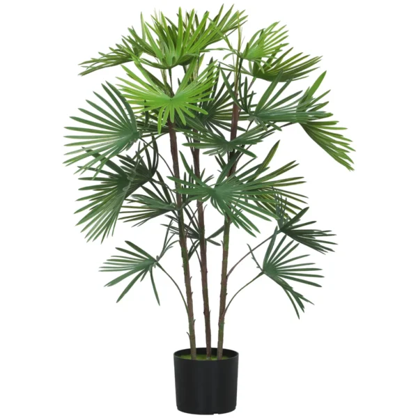 90cm Artificial Palm Tree with 24 Leaves in Green Plastic with a Ø16.5x13.5cm Pot