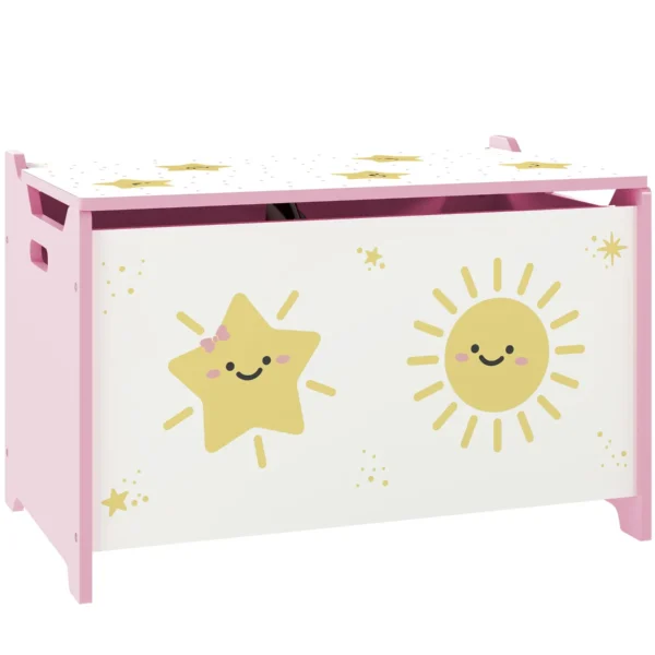 Children's Toy Storage Chest with Lid for Toys and Clothes, 60x37x39 cm, Pink