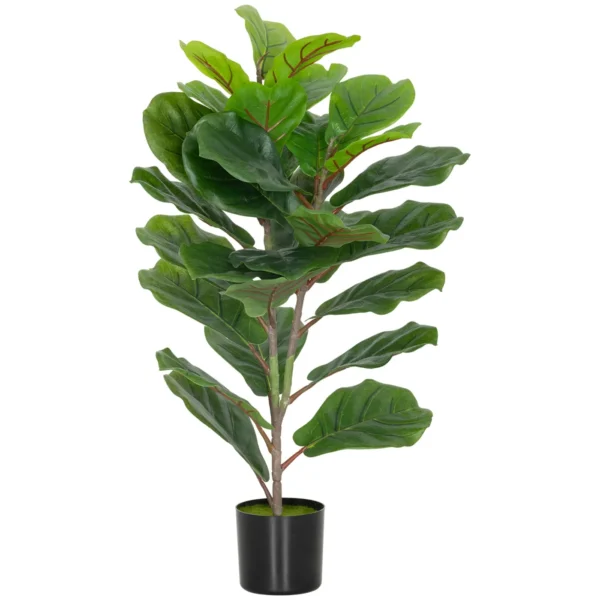 80cm Tall Indoor Artificial Ficus Lyrata Plant with Pot, Home and Office Decoration, Green