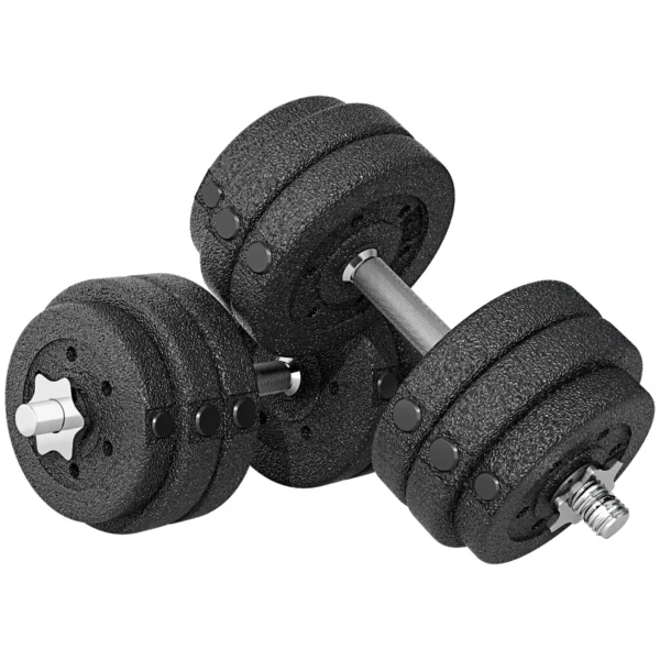 30kg Dumbbell Weight Set (8x2.5kg, 4x1.5kg) with 12 Discs and 2 x 2kg Dumbbells, 43x18x7.5cm, Black