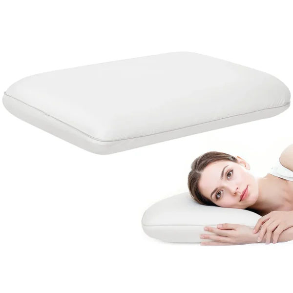 Rapid Rebound Memory Foam Pillow with Removable and Washable Cover, 60x40x10 cm, Cream White