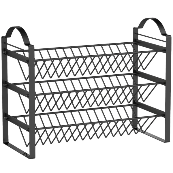 3-Tier Kitchen Spice Rack, Space-Saving Organizer with Slanted Metal Shelves, Black