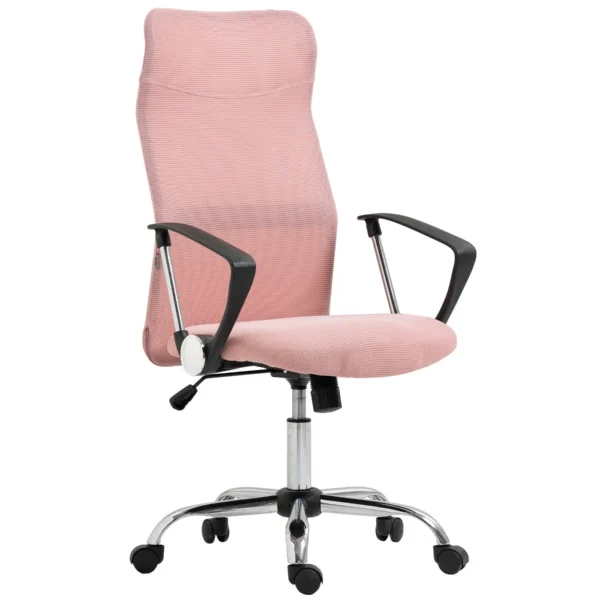 Ergonomic Swivel Office Chair, Adjustable Height and Mesh Backrest, 63x65x109-119 cm, Pink