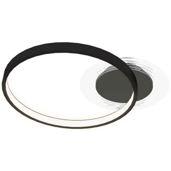 Modern 2-Ring LED Ceiling Light with Adjustable Brightness, 30W Power, Black