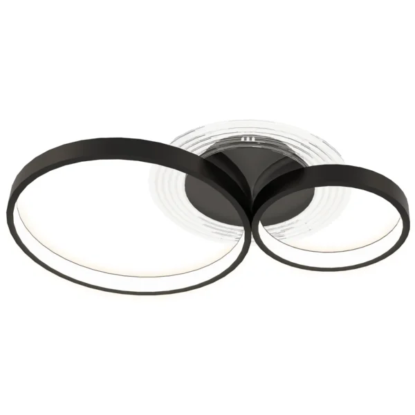 Modern 3-Ring LED Ceiling Light with Adjustable Brightness, 40W Power, Black