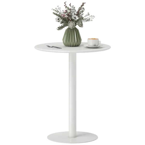 Round Kitchen Table for 2 People with a Modern Design in Steel, Ø60x72 cm, White