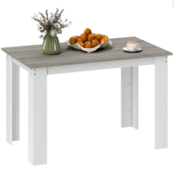 Modern Wooden Dining Table for 4-6 People, 120x69x75cm, Grey and White