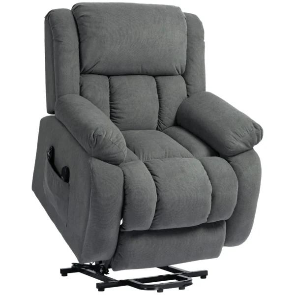 Lift Massage Reclining Chair with 2 Pockets and Remote Control, 93x104x105 cm, Grey