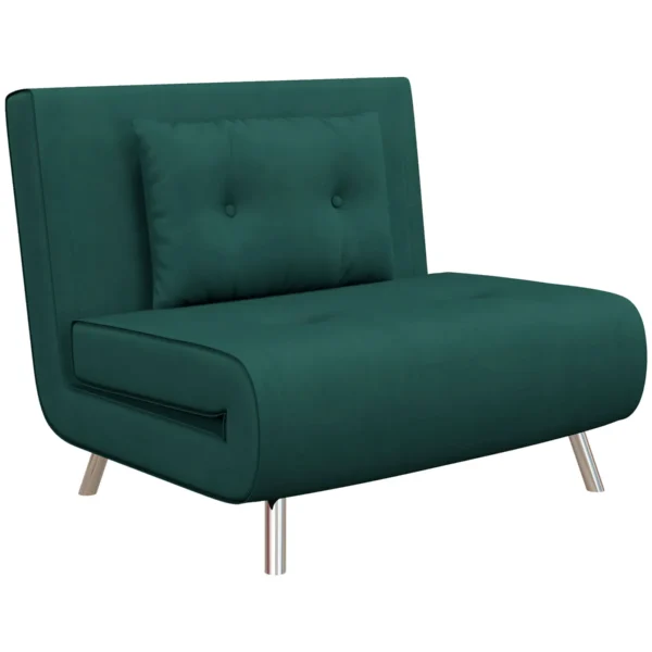 Single Reclining Velvet Armchair, 100x88x83cm, Dark Green