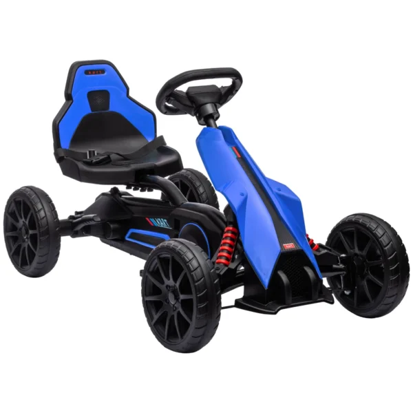 Pedal Go Kart for Kids Ages 3-8 with Adjustable Seat and EVA Wheels, 100x58x58.5 cm, Blue
