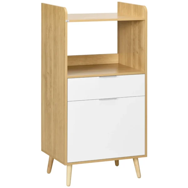 Chipboard Microwave Cabinet with Top Shelf, Sliding Drawer and Cabinet, 58x40x118 cm