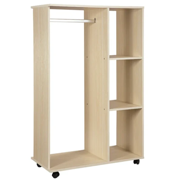 Coat Rack with 3 Shelves and Coat Rail, 80x40x128 cm, Beige