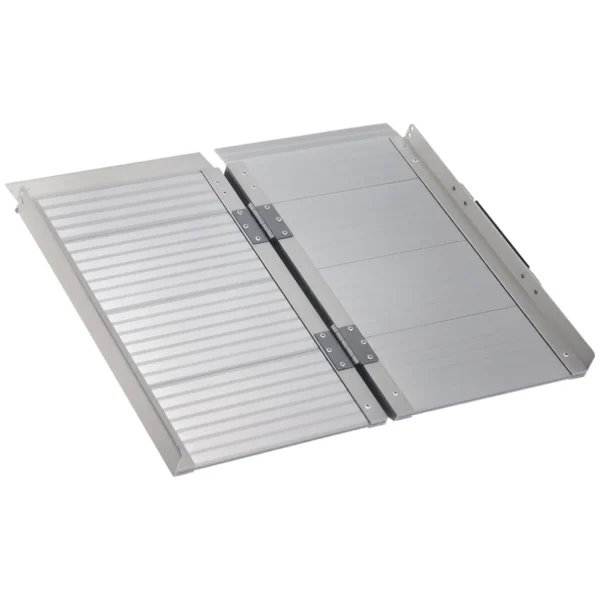 Folding Aluminum Wheelchair Ramp with External Edges, 61x74x5 cm, Silver