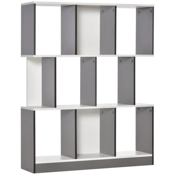 8-Tier Bookcase for Living Room and Bedroom, Wooden, 100x24x124 cm, Charcoal Grey