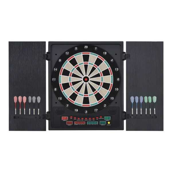 Electronic Dartboard with Automatic Scoring, 12 Darts and 6 Displays, 51x6.5x57cm, Black