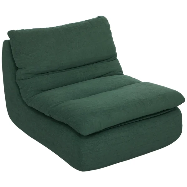 Modern Floor Chair Padded in Green Velvet Effect Fabric and Foam, 82x103x75 cm