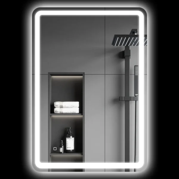Bathroom Mirror with Touch Switch, 3-Temperature LED Light and Anti-Fog, 70x100cm