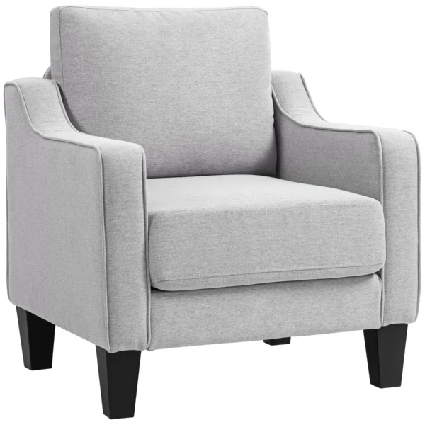 Modern Fabric Armchair with Thick Padding and Pocket Springs, 77x77x86 cm, Grey