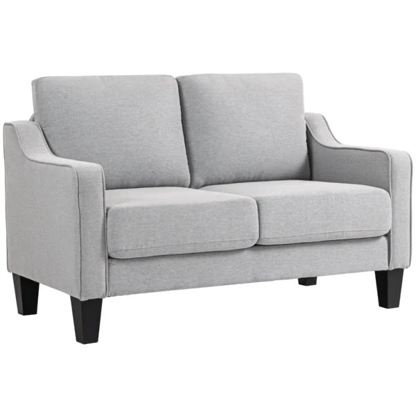 Modern and Space-Saving 2-Seater Sofa in Linen Effect Fabric, 136x77x86 cm;, Light Grey