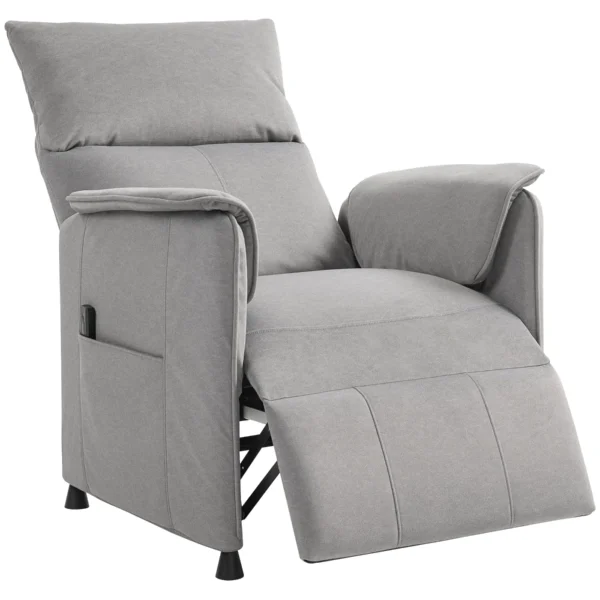 Electric Recliner Chair with Remote Control and Footrest, in Velvet Effect Fabric, 80x83x104 cm, Grey