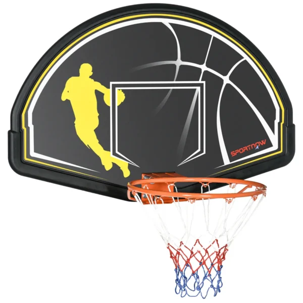 Sportnow Basketball Hoop for Children and Adults Indoor and Outdoor in Steel and PE, 110x90x70 cm, Black and Yellow