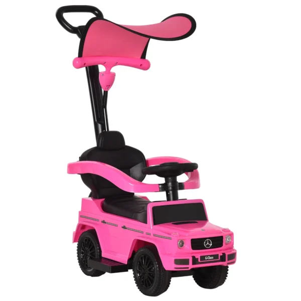 Push Car for Children 12-36 Months with Mercedes License, Canopy and Handle, 85.5x40. 5x95 cm, Pink