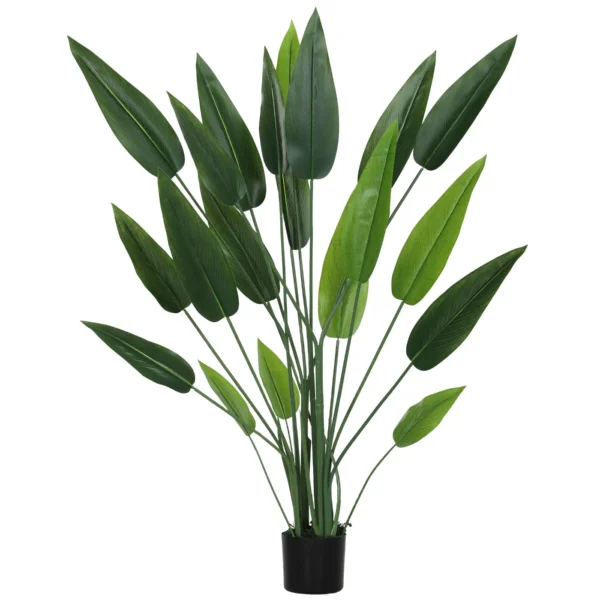 Artificial Green Bird of Paradise Plant 20 Leaves 140cm with Pot, in PE, PEVA and PP