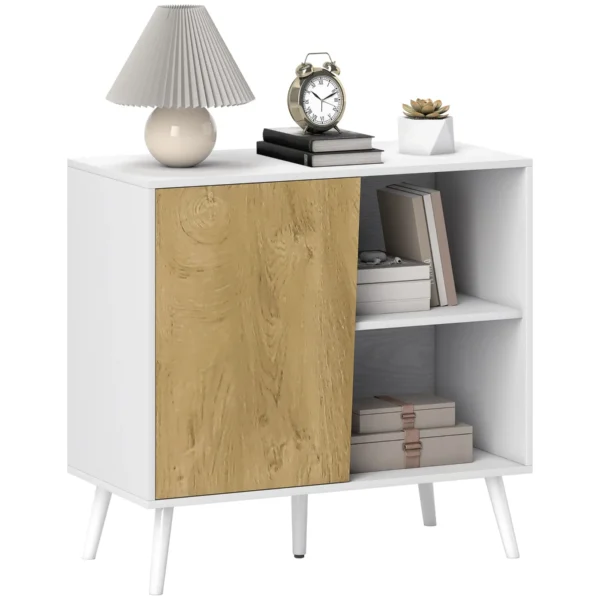 Modern Sideboard with Cabinet and Storage Compartment, Wooden, 80x39x76 cm, White