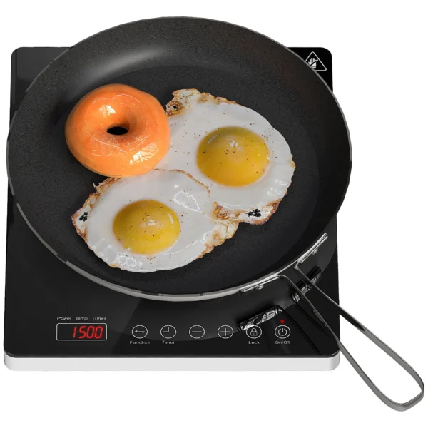 Induction Hob with Adjustable Power and Temperature with Touch Panel, in Plastic and Glass, 31x27x4.2 cm, Black